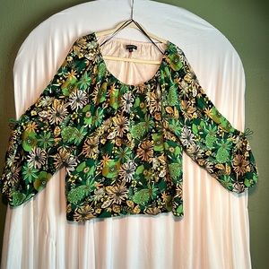 International Concepts Blouse Floral Scoop Neck long sleeve size 2x